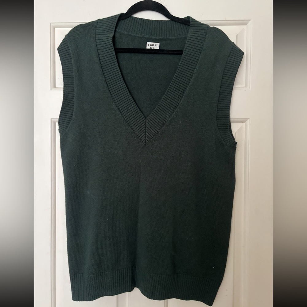 Sunday Best Green V-Neck Knit Vest